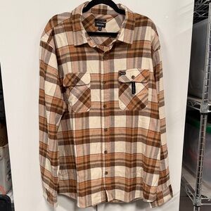 Brixton Brown and Cream Plaid Casual Button Down Shirt